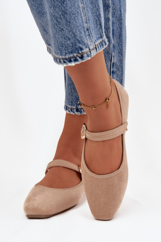 Ballerine con cinghie I Złotą con fibbie in ecopelle scamosciataoAe beige Adelora