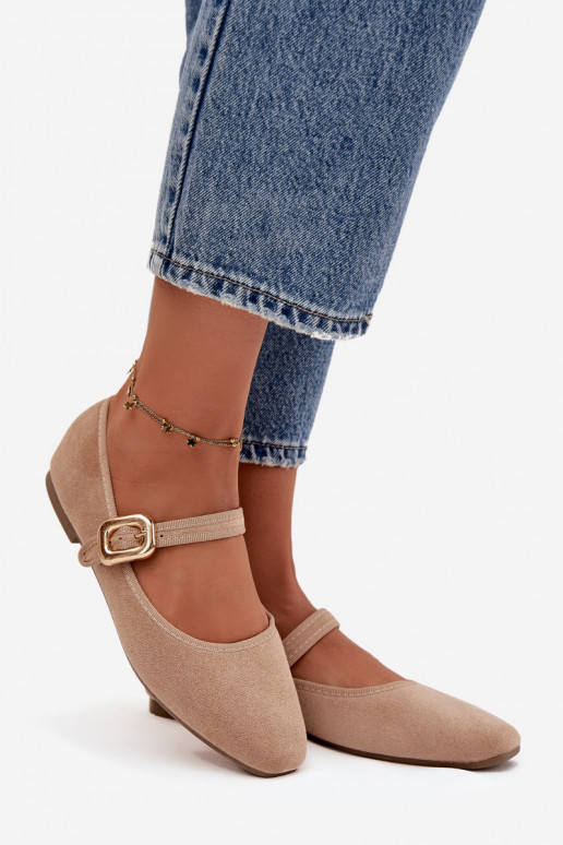 Ballerine con cinghie I Złotą con fibbie in ecopelle scamosciataoAe beige Adelora