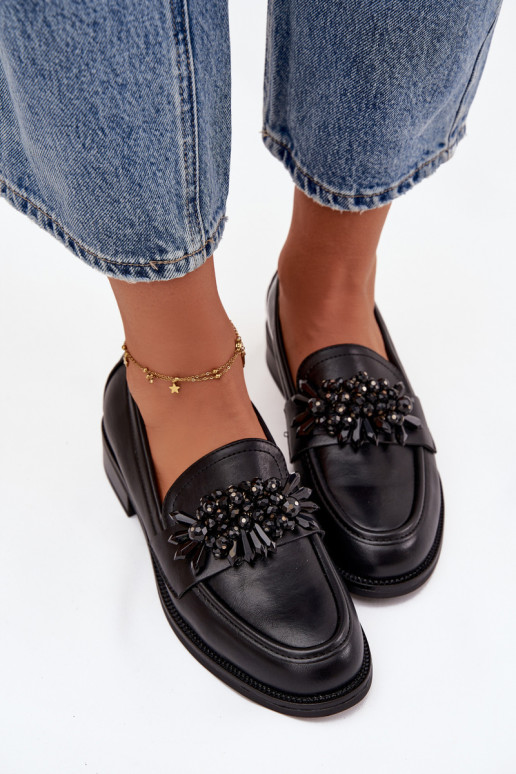 scarpe mocassini da donna con ornamenti colore nero Murelle