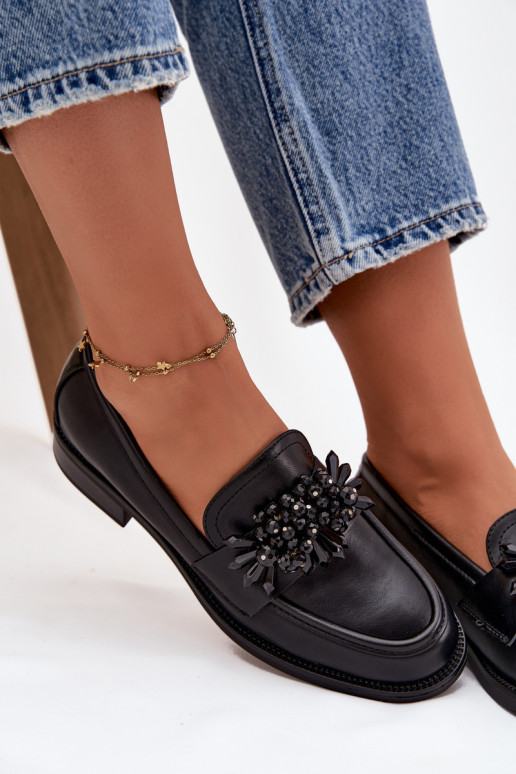scarpe mocassini da donna con ornamenti colore nero Murelle