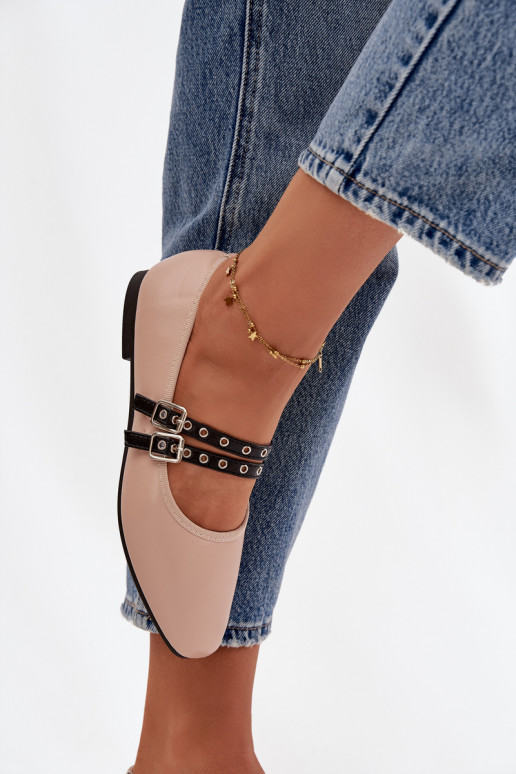 Ballerine Femminile con strisce beige Deliora