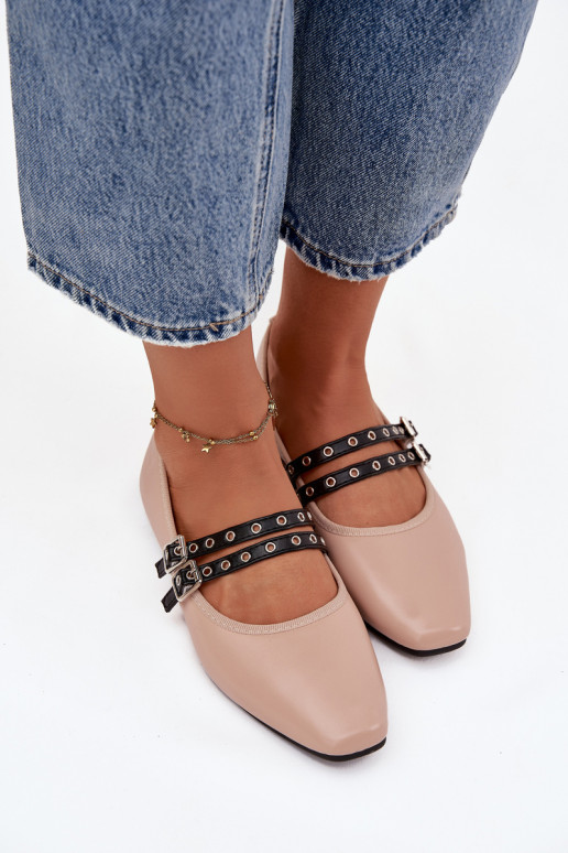 Ballerine Femminile con strisce beige Deliora