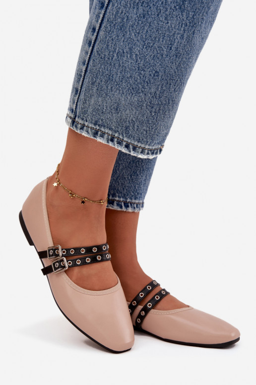 Ballerine Femminile con strisce beige Deliora