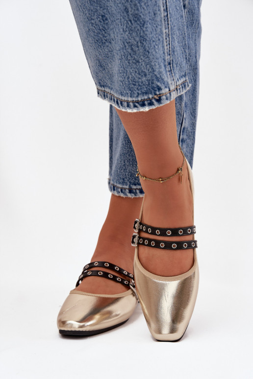 Ballerine Femminile con strisce colore dorato Deliora