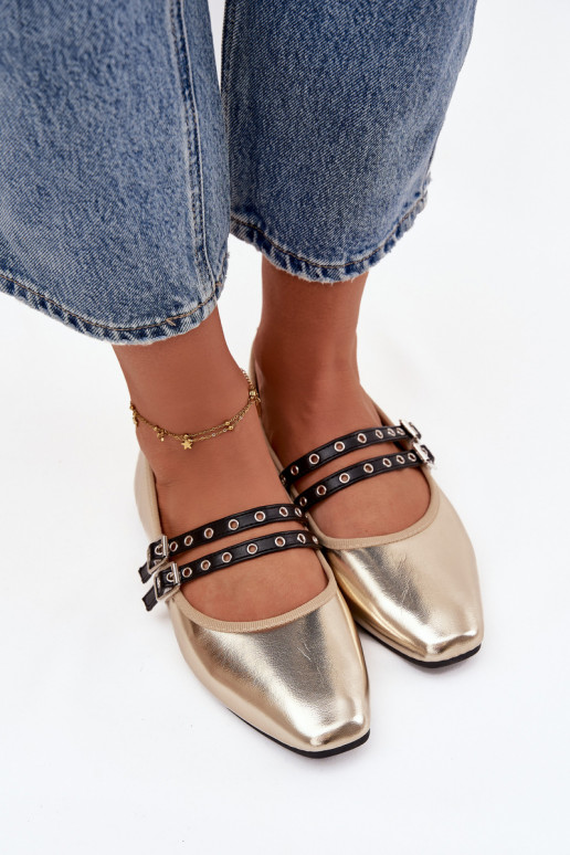 Ballerine Femminile con strisce colore dorato Deliora