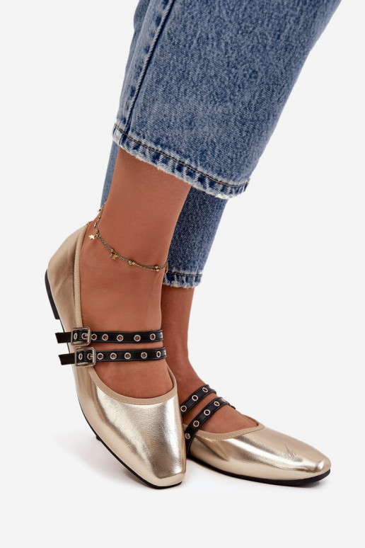 Ballerine Femminile con strisce colore dorato Deliora
