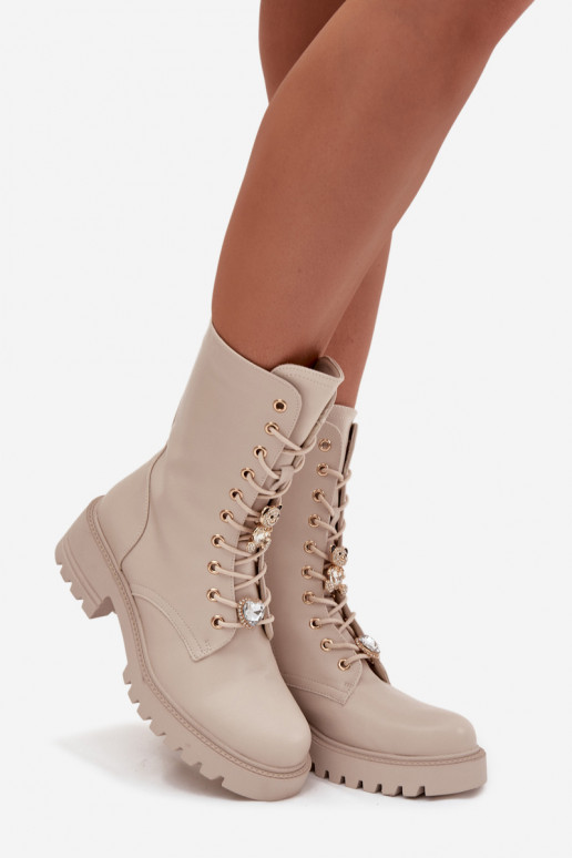 Stivaletti da lavoro FemminilePrzypinkami Orsi di peluche con i cuori beige Iravine