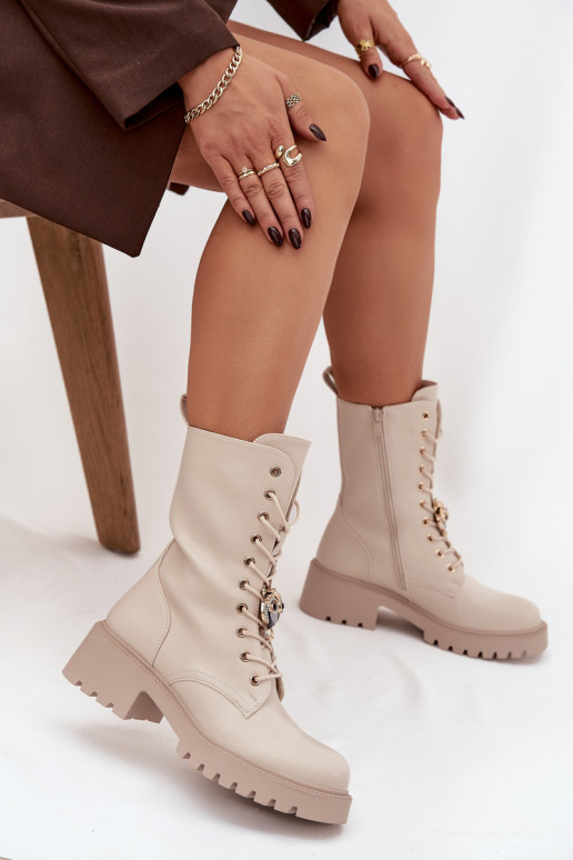 Stivaletti da lavoro Femminile con ornamenti beige Jorayne