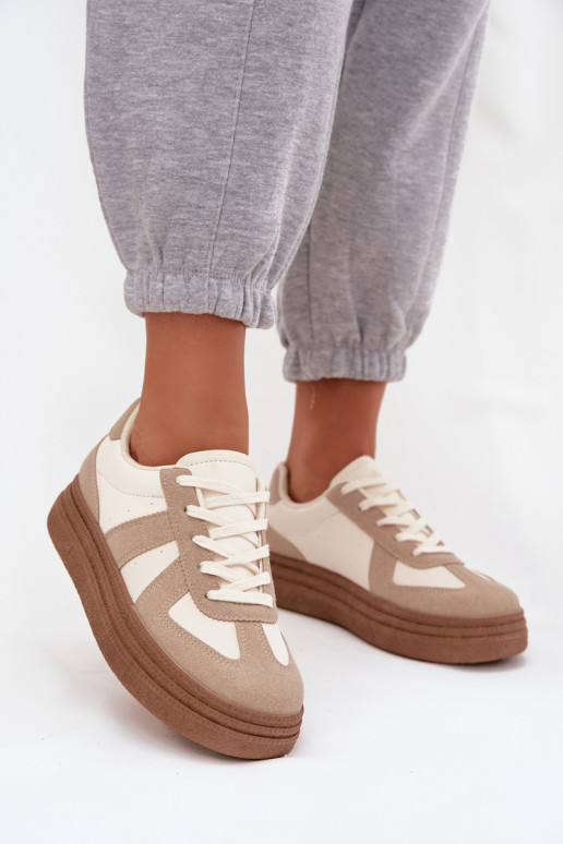Scarpe modello sneakers Femminile con una piattaforma beige Dovina
