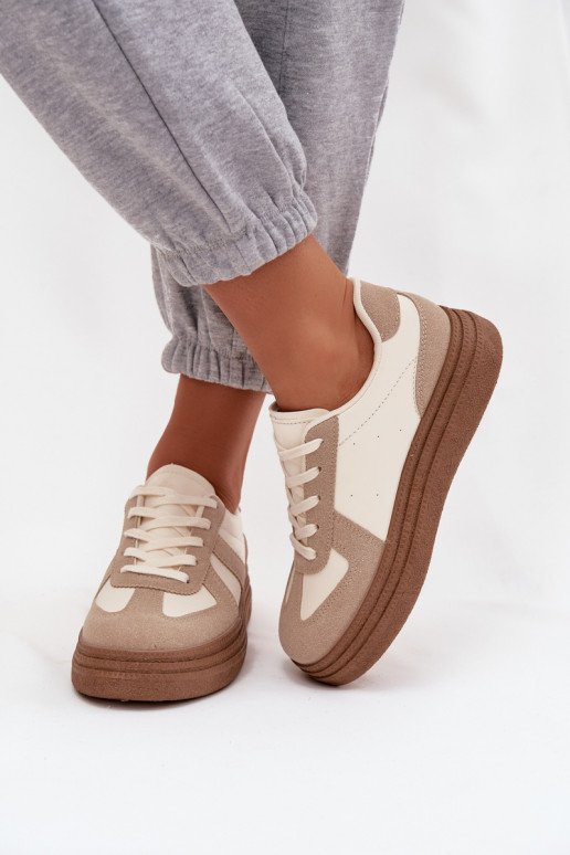 Scarpe modello sneakers Femminile con una piattaforma beige Dovina