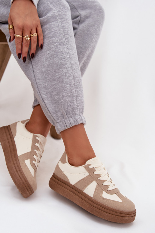 Scarpe modello sneakers Femminile con una piattaforma beige Dovina