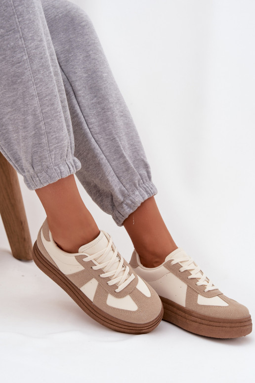 Scarpe modello sneakers Femminile con una piattaforma beige Dovina