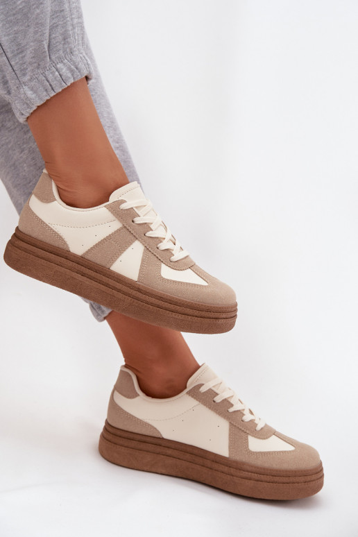 Scarpe modello sneakers Femminile con una piattaforma beige Dovina