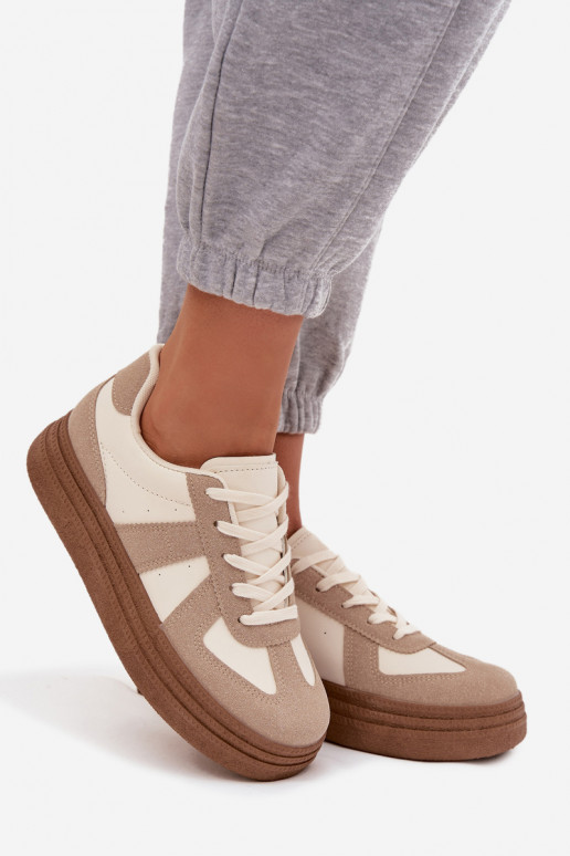 Scarpe modello sneakers Femminile con una piattaforma beige Dovina