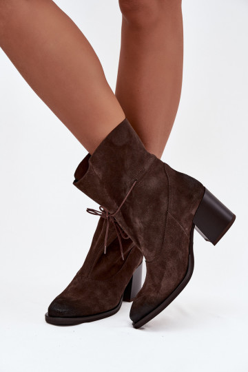 Stivaletti da donna in suede "Zazoo 1151" color cioccolato