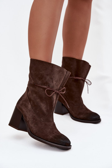 Stivaletti da donna in suede "Zazoo 1151" color cioccolato 2