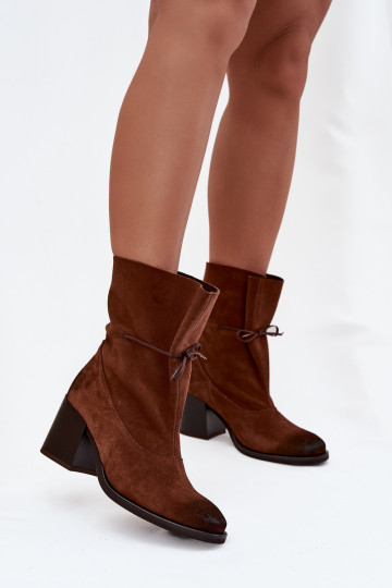 Stivaletti da donna in suede "Zazoo 1151" marroni 2