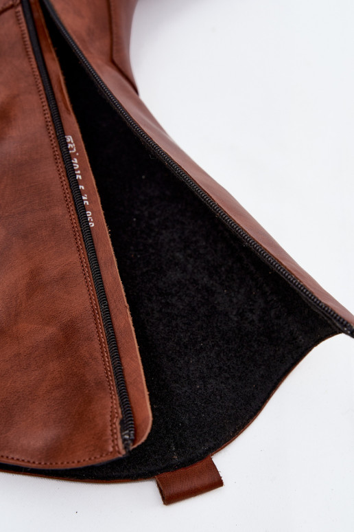 Pelle stivali stile coAboy con i tacchi riscaldamento Zazoo 70155 colore marrone