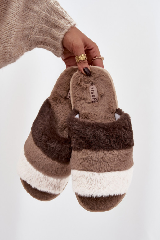 con una pelliccia Pantofole Femminile con strisce colore marrone Tahlisse