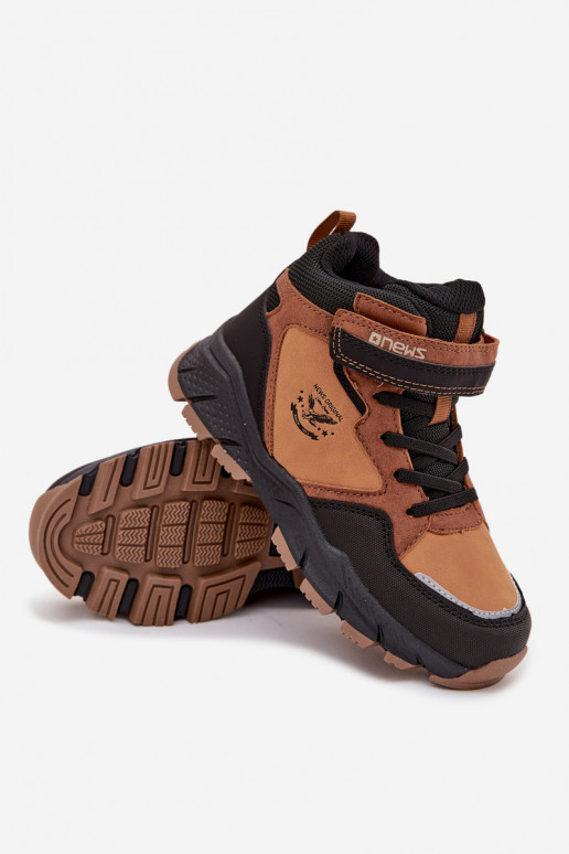 Stivali invernali Trekking Infantile con chiusure adesive riscaldamento colore marrone Miravie