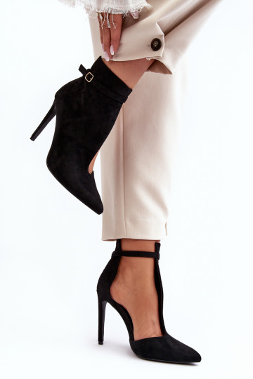 Scarpe scamosciate Femminile con tacchi sottili colore nero Amalundi