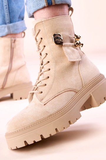 Stivali da donna beige con orsetto dorato Messey 2
