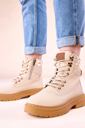 Stivali caldi beige in similpelle opaca Selio