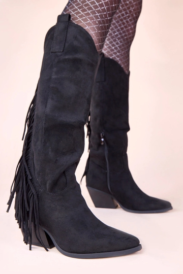 Stivali da cowboy neri con frange Misa 2