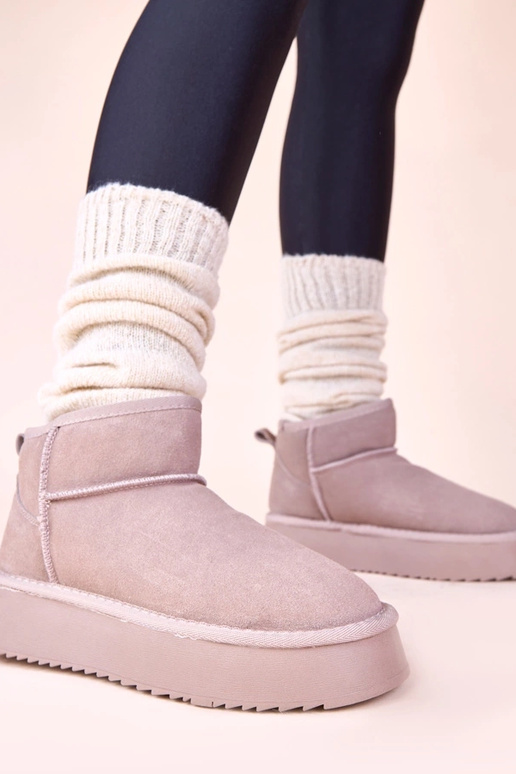 Stivali grigi da neve in camoscio...