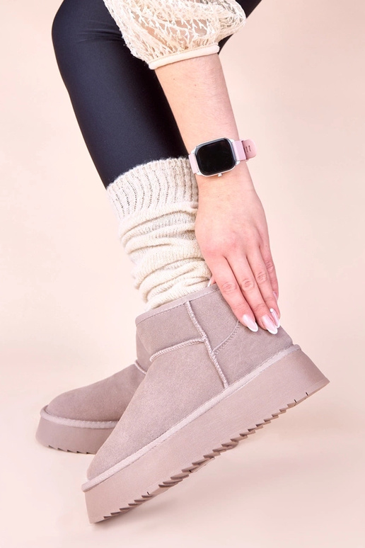 Stivali grigi da neve in camoscio...