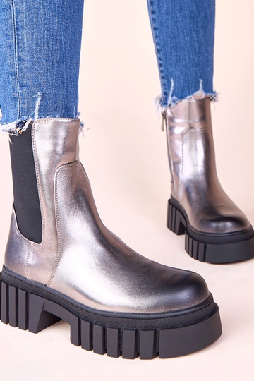 Stivaletti argentati con piattaforma e fascia elastica Denya 2