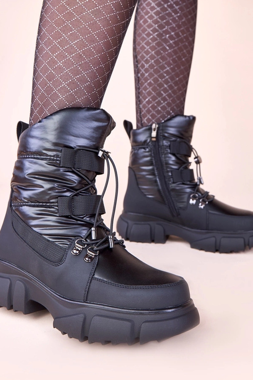 Stivali da neve neri foderati in...