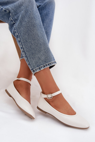 Ballerine Femminile con cinghie I con fibbie Colore bianco Janelor