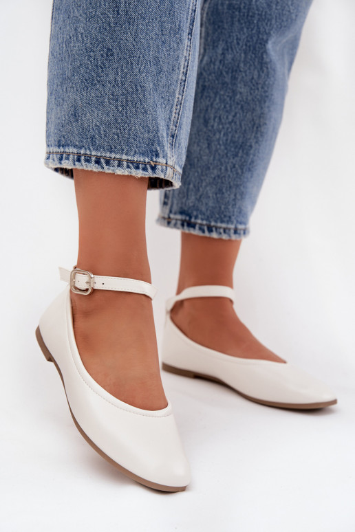 Ballerine Femminile con cinghie I con fibbie Colore bianco Janelor