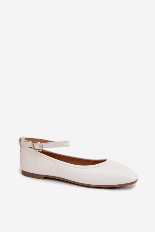 Ballerine Femminile con cinghie I con fibbie Colore bianco Janelor