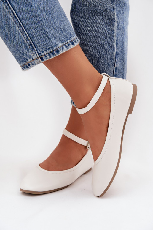 Ballerine Femminile con cinghie I con fibbie Colore bianco Janelor