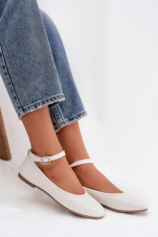 Ballerine Femminile con cinghie I con fibbie Colore bianco Janelor