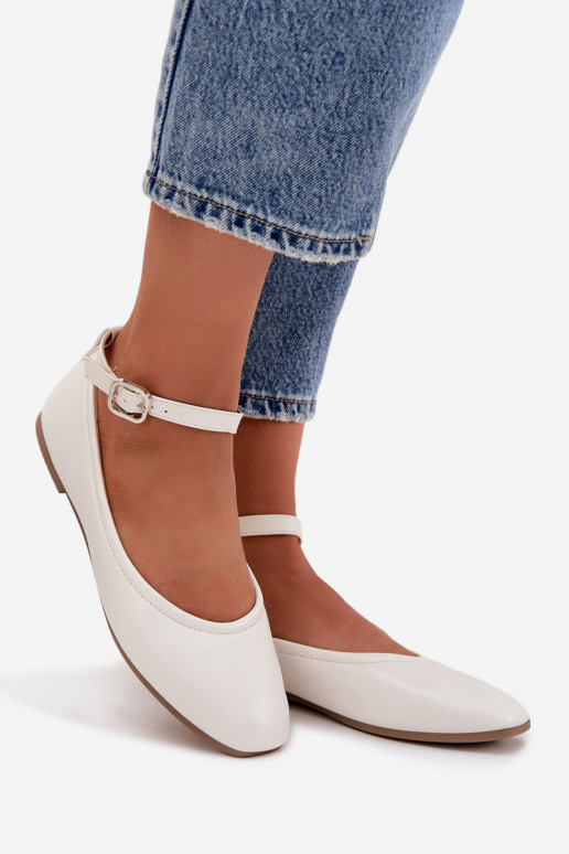 Ballerine Femminile con cinghie I con fibbie Colore bianco Janelor