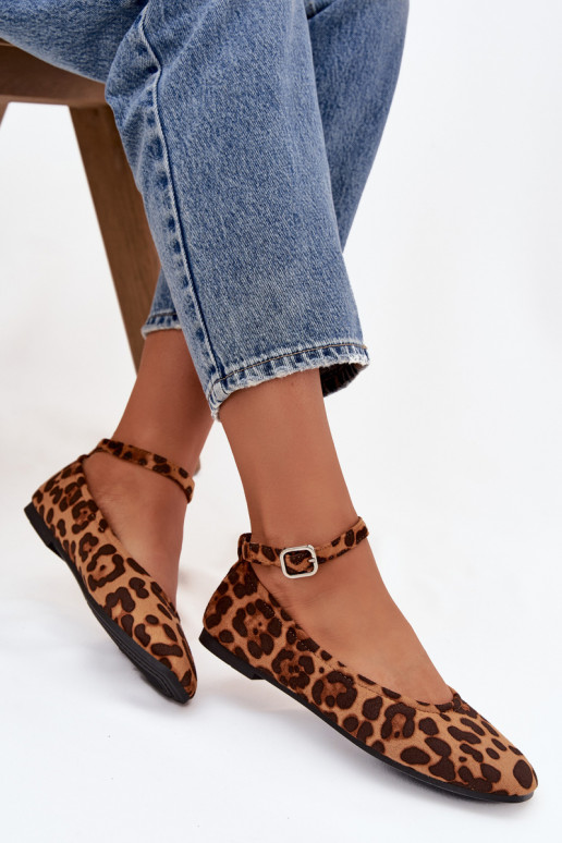 Ballerine Femminile con cinghie I con fibbie con motivi di pelliccia di leopardo Janelor