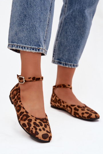Ballerine Femminile con cinghie I con fibbie con motivi di pelliccia di leopardo Janelor 2
