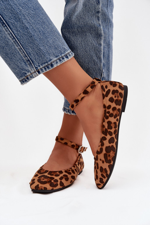 Ballerine Femminile con cinghie I con fibbie con motivi di pelliccia di leopardo Janelor