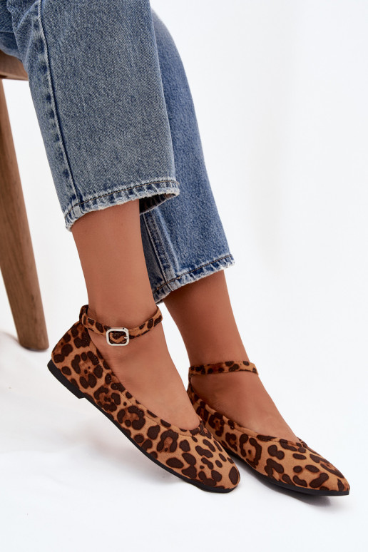 Ballerine Femminile con cinghie I con fibbie con motivi di pelliccia di leopardo Janelor