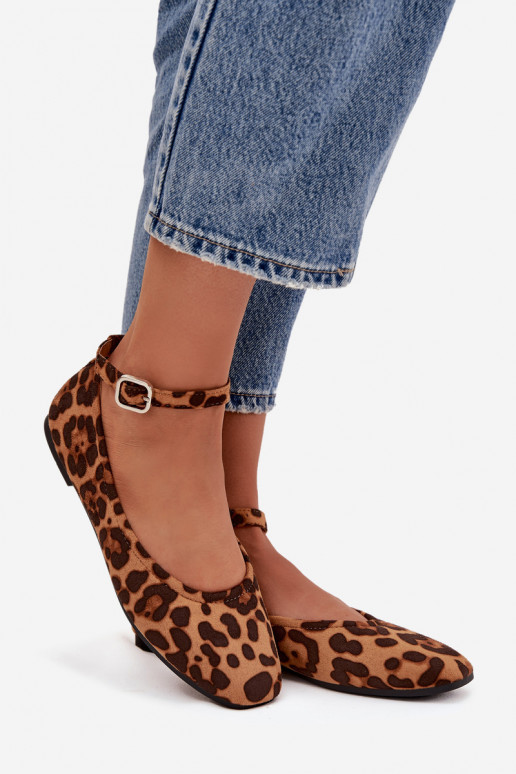 Ballerine Femminile con cinghie I con fibbie con motivi di pelliccia di leopardo Janelor