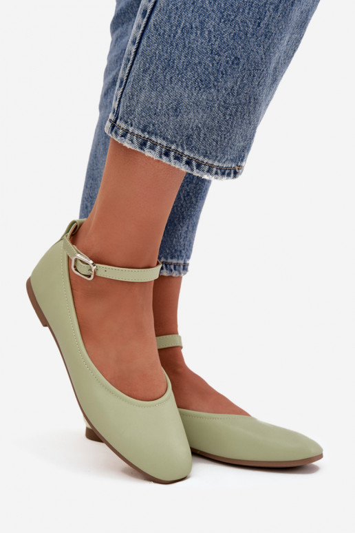 Ballerine Femminile con cinghie I con fibbie colore verde Janelor