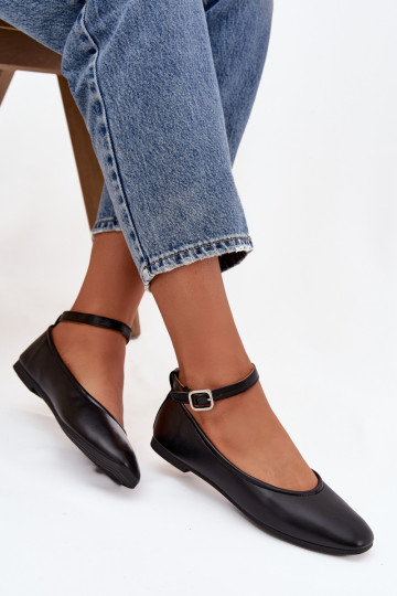 Ballerine Femminile con cinghie I con fibbie colore nero Janelor