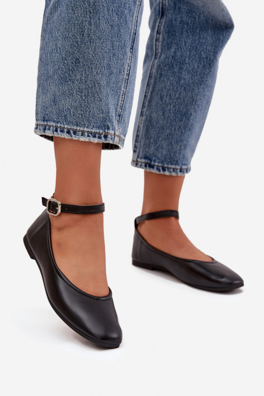 Ballerine Femminile con cinghie I con fibbie colore nero Janelor