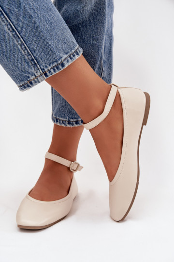 Ballerine Femminile con cinghie I con fibbie beige Janelor