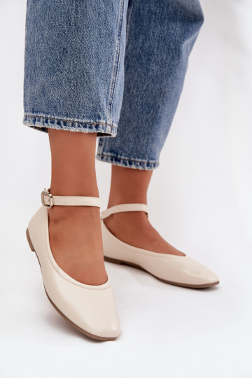 Ballerine Femminile con cinghie I con fibbie beige Janelor 2