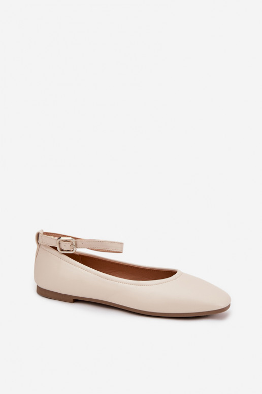 Ballerine Femminile con cinghie I con fibbie beige Janelor