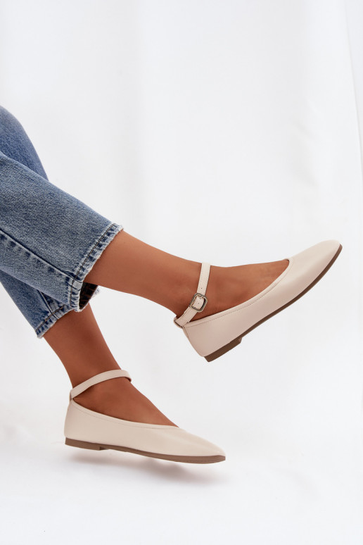 Ballerine Femminile con cinghie I con fibbie beige Janelor